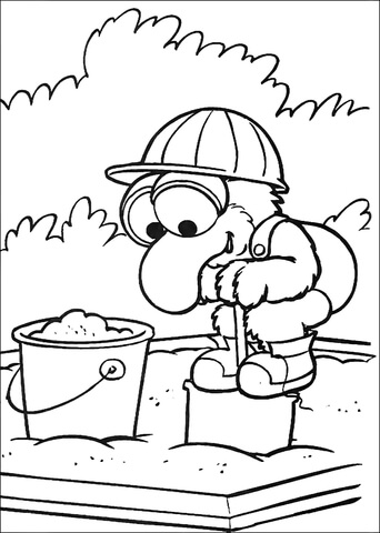 Baby Gonzo Is Playing On A Sandbox Coloring Page